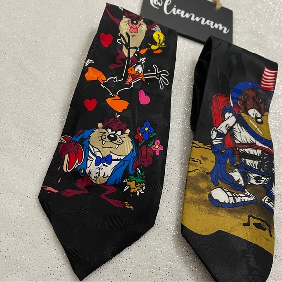 Looney Tunes Set of 2 Black Looney Tunes Ties - Picture 2 of 9